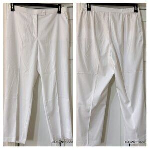 Allison Daley Petite Women White Dress Pants 12P Elastic Waistband Pockets